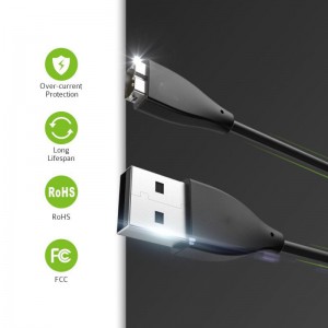 Cablor (2 Pack) Replacement USB Charging Cable for Fitbit Charge HR - Black (27cm)