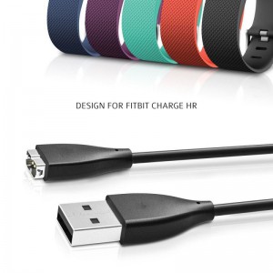 Cablor (2 Pack) Replacement USB Charging Cable for Fitbit Charge HR - Black (27cm)