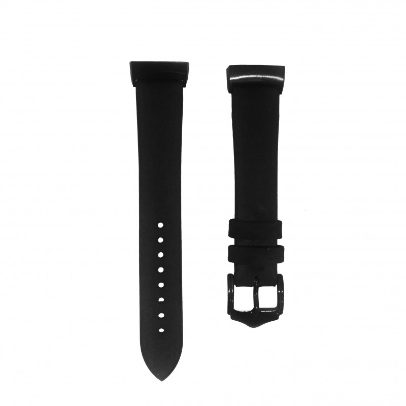 Fitbit Charge 3 Replacement Silicone with Leather Top Strap Band - Black
