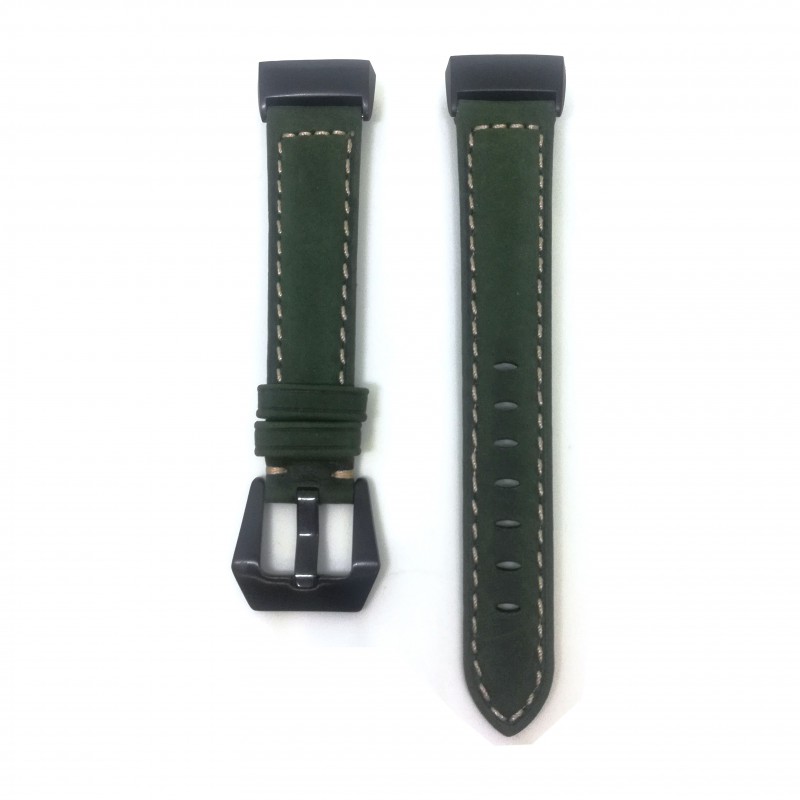 Fitbit Charge 3 Replacement Leather Strap Band - Green Stitched