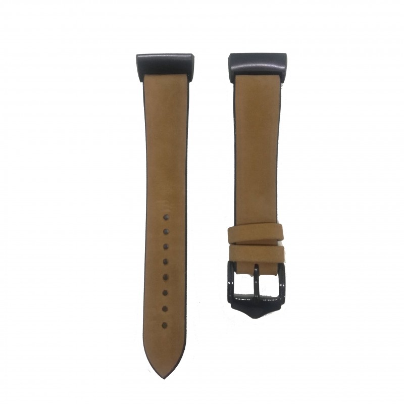 Fitbit Charge 3 Replacement Silicone with Leather Top Strap Band - Light Brown