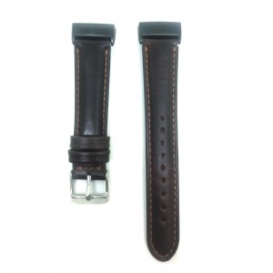 Fitbit Charge 3 Replacement Leather Strap Band - Dark Brown Stitched