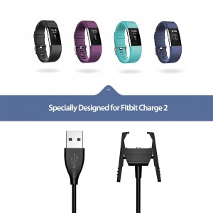 Cablor Fitbit Charge 2 Replacement USB Charger-2 pcs (Black)