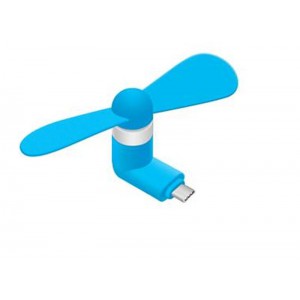 Portable Micro USB-C Fan (works with most Smart Phones with Micro USB) - Blue