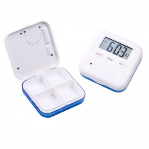  Pill Box Organizer with Electronic Timer and Alarm Reminder (4 x  Seperated Medicine Compartments)