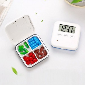  Pill Box Organizer with Electronic Timer and Alarm Reminder (4 x  Seperated Medicine Compartments)