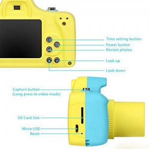 Kids Digital Full HD Mini Action Camera 5MP with Micro SD 1.5" Display Colour Screen - Blue and Yellow