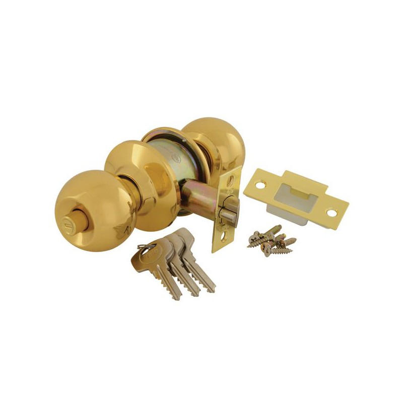 Yale 40CY3-5866-0201 Round Cylindrical Knobset - Polished Brass