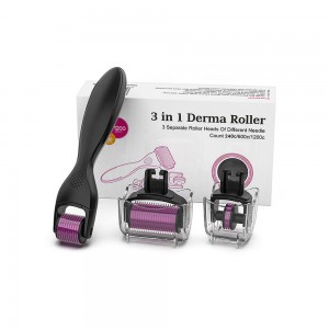 Derma Roller 3-in-1 Skin Kit | 3 Separate Heads - 240 / 600 / 1200 Needles