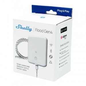 Shelly Flood Gen4 Smart Battery Operated Water Leak Detector With 2m Cable Sensor