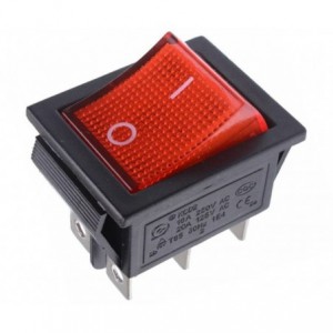 ROCKER SWITCH DPDT 32x25mm RED ILLUMINATE 6P KCD2-2-202N 220V RD