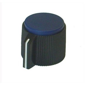 19.5mm KNOB WHITE POINTER FOR 6.3mm SHAFT KN113-B BLUE