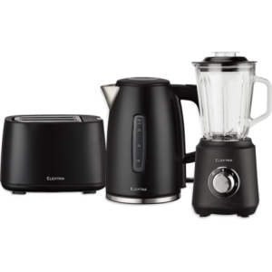 Elektra Kettle- Toaster and Blender Breakfast Set - Black