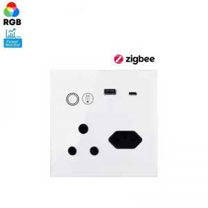 ZIGBEE - Smart South Africa Wall Socket Switch — 20A SA 3-Pin Wi-Fi Outlet with Energy Metering - PD USB-C Charger