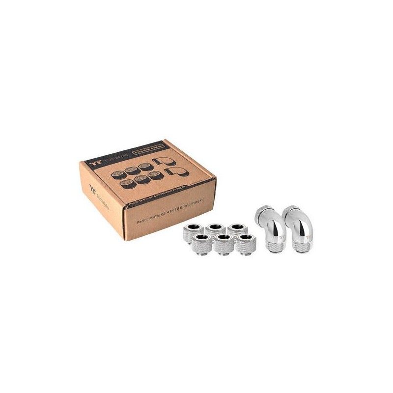 Thermaltake CL-W170-CU00SL-B Pacific M-Pro G1/4 PETG 12mm Chrome Fitting Kit