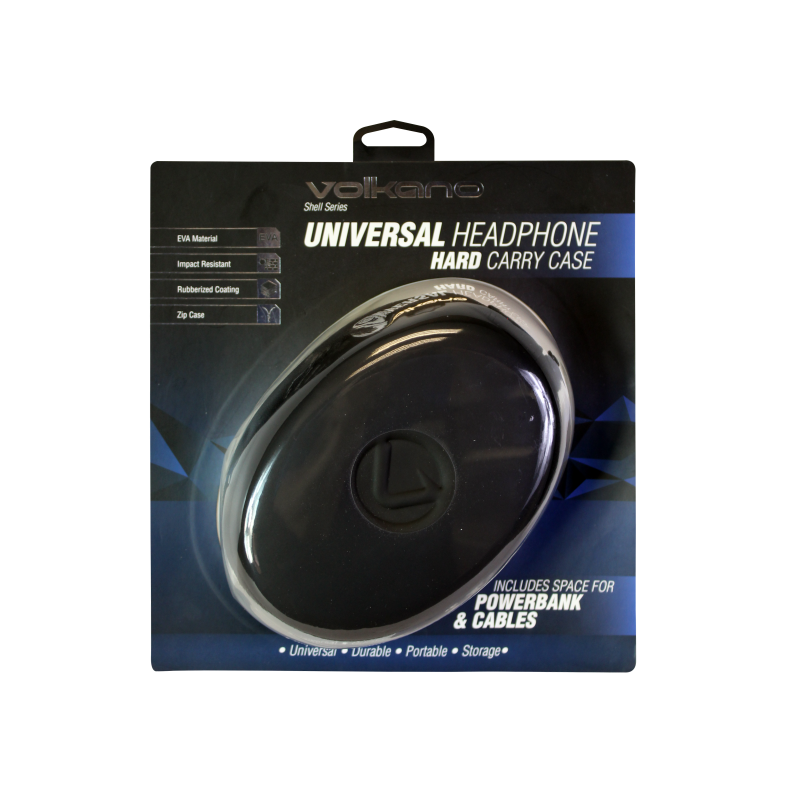 Volkano VK-7045-BK Shell Series Elliptical Headphone Case - Black