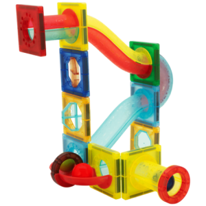 45 magnetic tiles and marble run parts