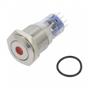 LAS2-16F-22DL/S Red 16mm 220V Latching DPDT Push Button Switch