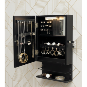Stella Cosmetics Cabinet with LED Light - Black - Fine Living