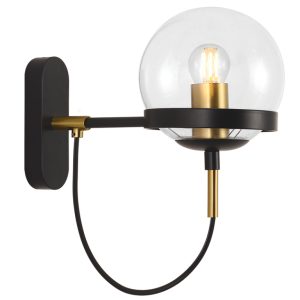 Black Glass Wall Light 1X60W Es
