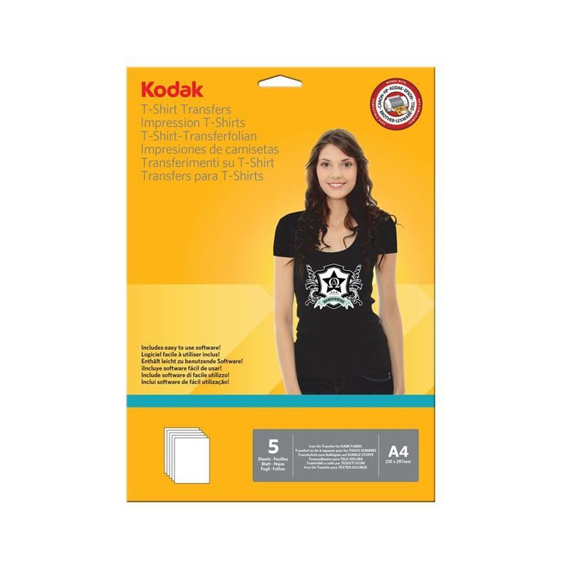 Kodak K5740022 T-shirt Transfers for Dark Fabric A4 5 Sheets