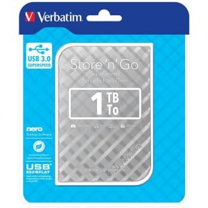 Verbatim M53197 Store 'n' Go 1TB Silver USB 3.0 Hard Drive