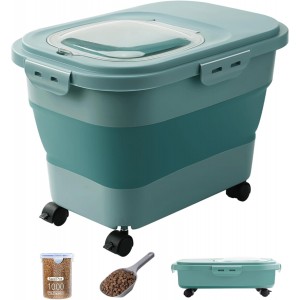 Collapsible Pet Food Storage Container - 9kg | Airtight Dog &amp; Cat Food Storage Bin with Wheels