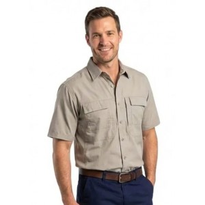 Vulcan Tamboti Vented Ss Bush Shirt Stone Lrg
