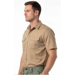 Vulcan Mens Bush Shirt Ripstop Ss Khaki Med