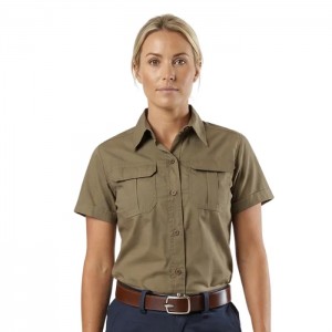Vulcan Ladies Bush Shirt Ripstop Ss Khaki 5XL