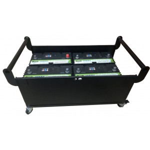12V Steel Battery Cabinet with wheels - Quad Battery