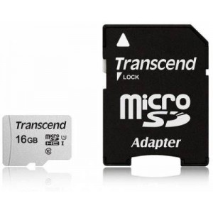 Transcend TS16GUSD300S-A 16GB MicroSDXC/SDHC Class 10 U1 Memory Card with SD Adapter
