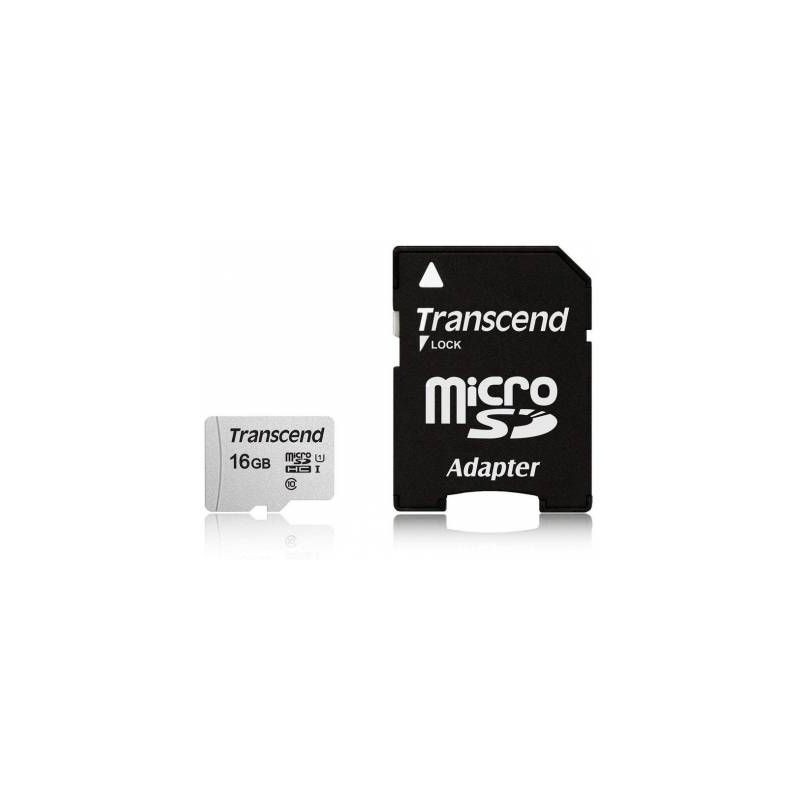 Transcend TS16GUSD300S-A 16GB MicroSDXC/SDHC Class 10 U1 Memory Card with SD Adapter