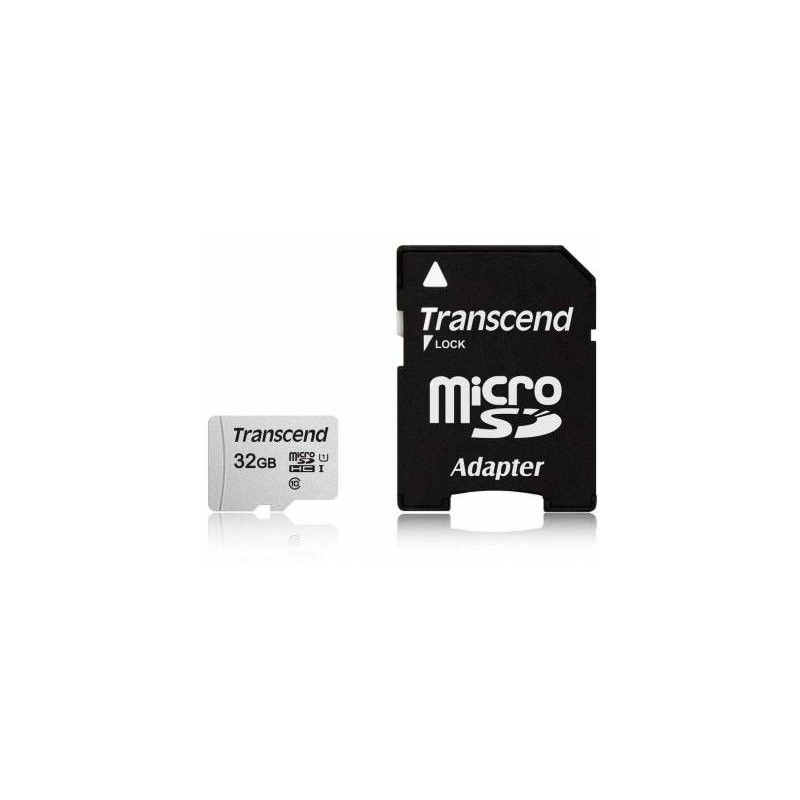 Transcend TS32GUSD300S-A 32GB MicroSDXC/SDHC Class 10 U1 Memory Card with SD Adapter