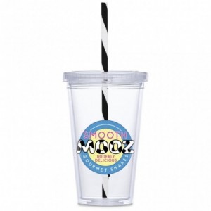 Malibu Double-Wall Plastic Tumbler &amp; Straw - 470ml
