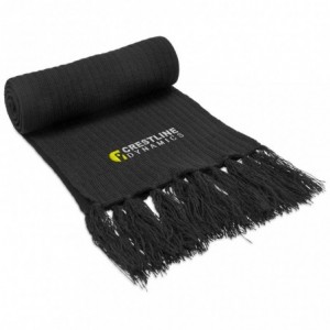 Nebraska Acrylic Cable Rib Knit Scarf with Fringe