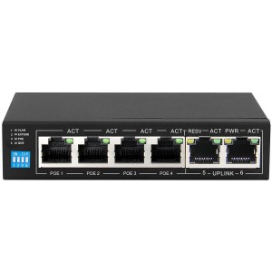 Scoop PoE Switch (SPS-4F2F) - 6 Fast Ethernet ports / 4 AI PoE+ / 2 Uplink