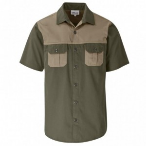 Men's Short Sleeve Serengeti 2-Tone Bush Shirt - 100% Cotton Twill