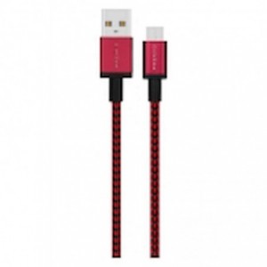 Premio braided Micro USB cable Black/ Red 1.8m
