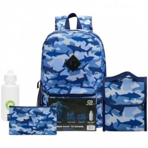 Quest 4-Piece Backpack Set Shark Camo Blue