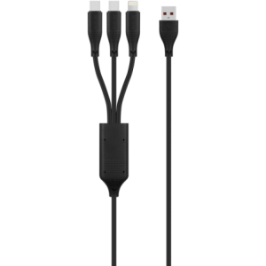 Volkao Nova Series USB A to 2 USb C and lightning cable 100W 1.2m TPE-Black