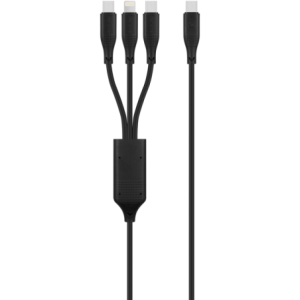 Volkano Nova Series USB C to 2 USB C and lightning cable 100W TPE-Black
