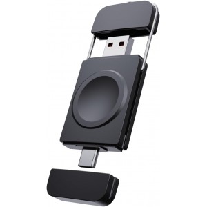 Portable Wireless Watch Charger Compatible with Apple Watch | USB-C &amp; USB-A Fast Wireless Travel Charger