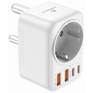 Volkano MultiVolt Series 2x USB-A + 2x USB-C adaptor SA Plug to multi travel socket 20Watt