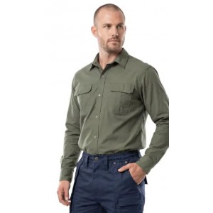 Vulcan Mens Country Ripstop Ls Shirt Olive Med