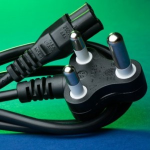Power Cord (Clover) 3 Pin South African- 1.8 Meters. Dedicated Plug Top (Red Plug)