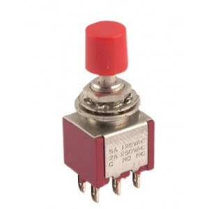 Push Button Switch Mn Dpdt ON-MOM Sol Red B068ES