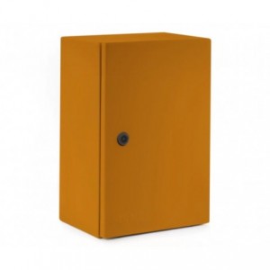 STEEL ENCLOSURE ORANGE LOCKABLE 1-KEY HOLE 300x300x200mm ENCL-XJBS-3030/200