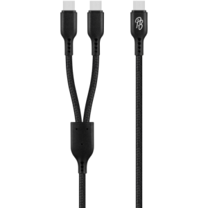 Pro Bass Cord Series 1.2m 15w USB-C to 2x USB-C Braided - Black