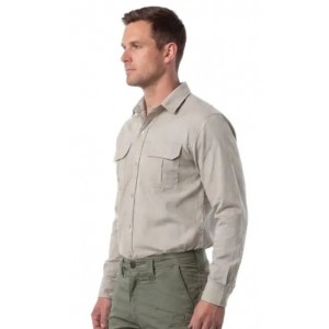 Vulcan Mens Country Ripstop Ls Shirt Stone Sml
